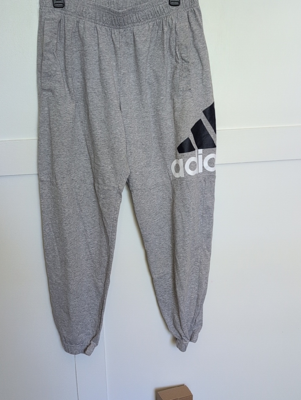 adidas Gray Logo Joggers with Black Trefoil Accent